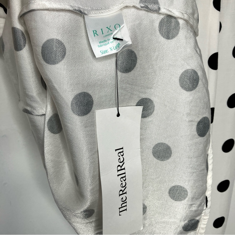 RIXO London Laura Button Down Mini Dress in Black & White Polka Dot XL - Picture 11 of 12